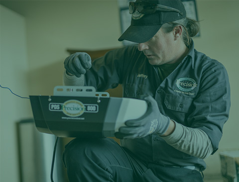 technician repairing a garage door opener